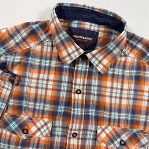 Johnston & Murphy Mens Plaid Short Sleeve Button Up Shirt Size S